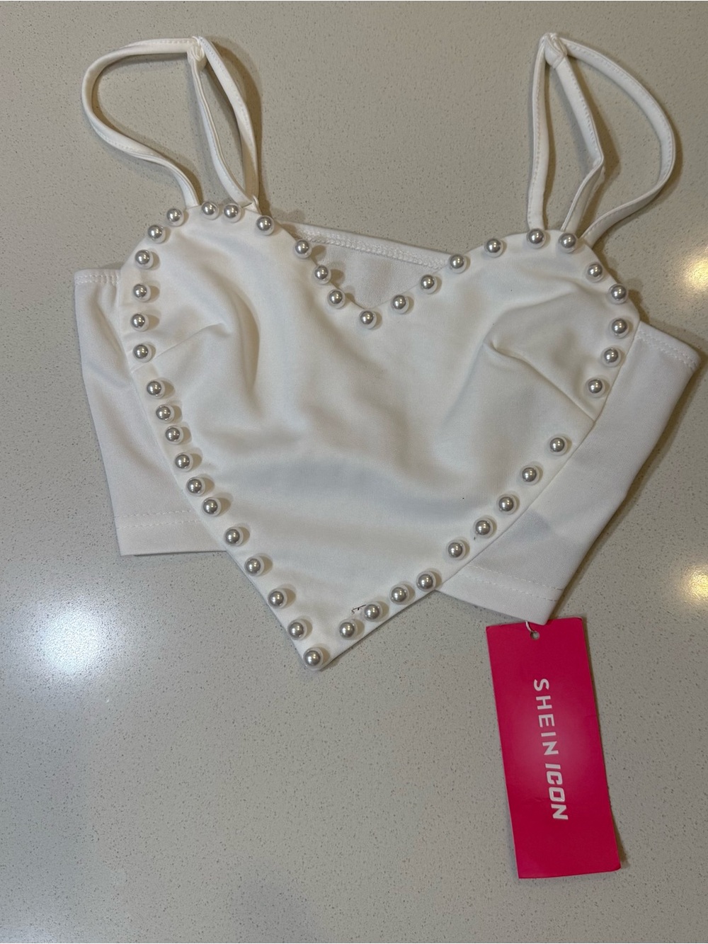 SHEIN White Branded crop top Tag Detail XS-2 - Picture 3 of 6